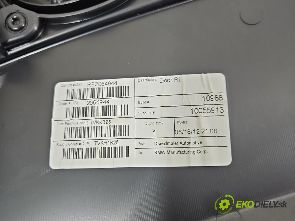 Bmw X3 F25 2010-2017 2.0d 184 hp automatic 135 kW 1995 cm3 5- Tapacír: dveře zadní levé 105006537
