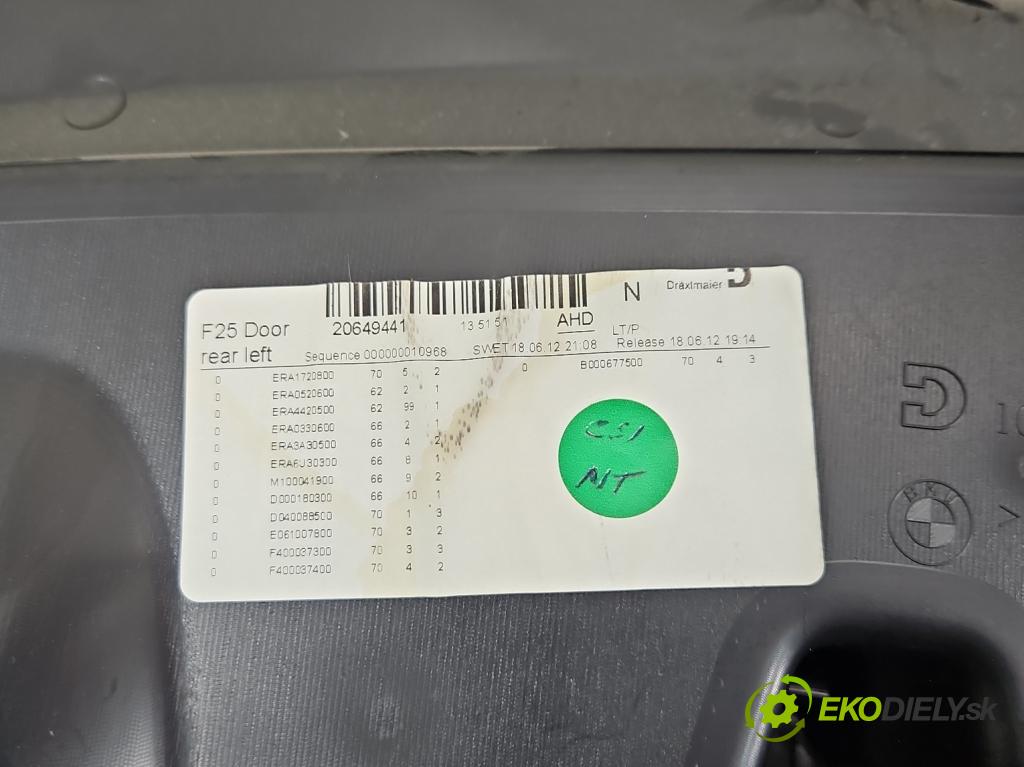 Bmw X3 F25 2010-2017 2.0d 184 hp automatic 135 kW 1995 cm3 5- Tapacír: dveře zadní levé 105006537