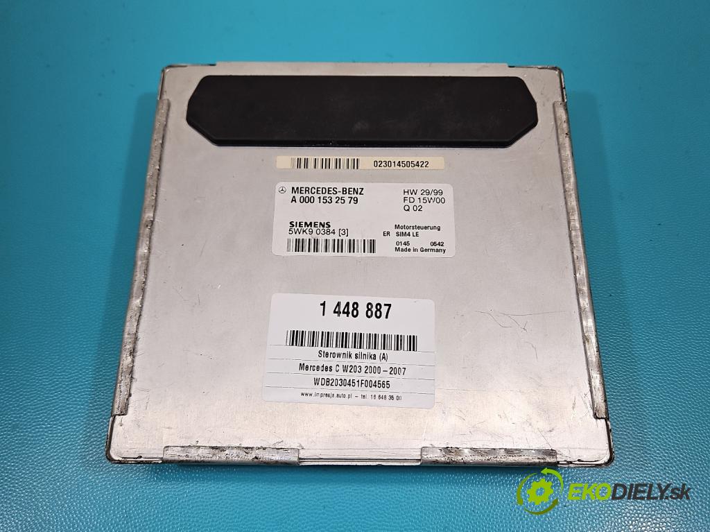 Mercedes C W203 2000-2007 2.0 kompressor 163 HP manual 120 kW 1998 cm3 4- riadiaca jednotka motora A0001532579