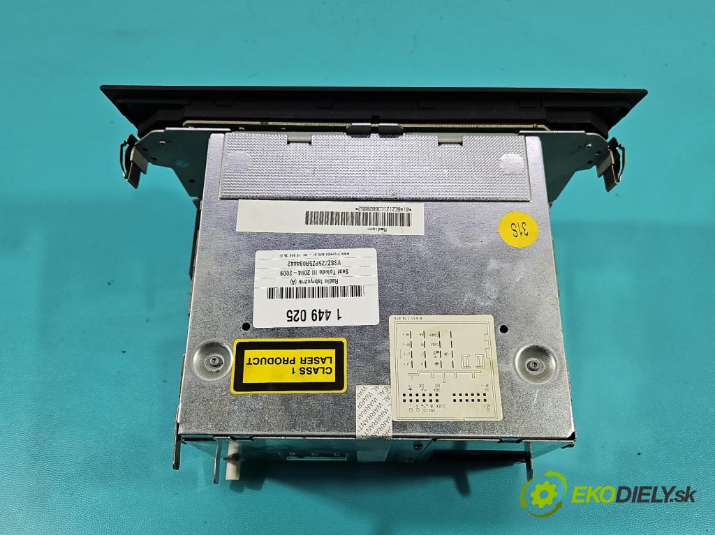Seat Toledo III 2004-2009 1.6 SR 102 HP manual 75 kW 1595 cm3 5- Radio originál 5P1035152