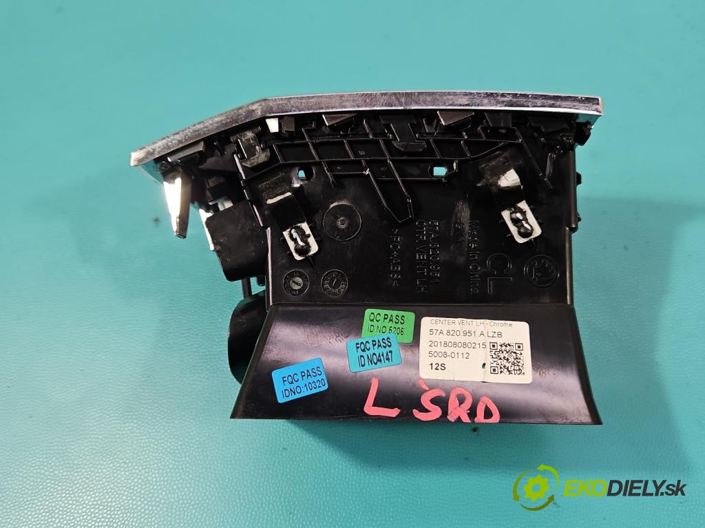 Skoda Karoq 2017- 1.5 TSI 150 HP automatic 110 kW 1498 cm3 5- Mřížka: kúrenia stredová 57A820952A (Mriežka kúrenia (fukár))