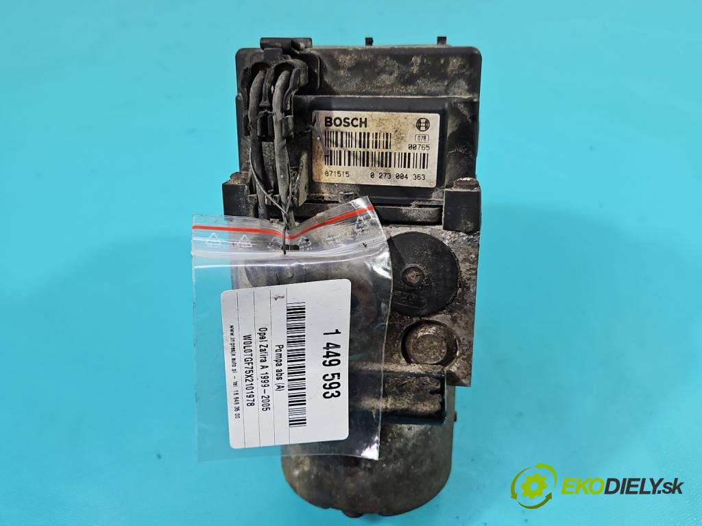 Opel Zafira A 1999-2005 1.8 16V 116 hp manual 85 kW 1796 cm3 5- čerpadlo abs 0265220531 90581418 (Pumpy brzdové)