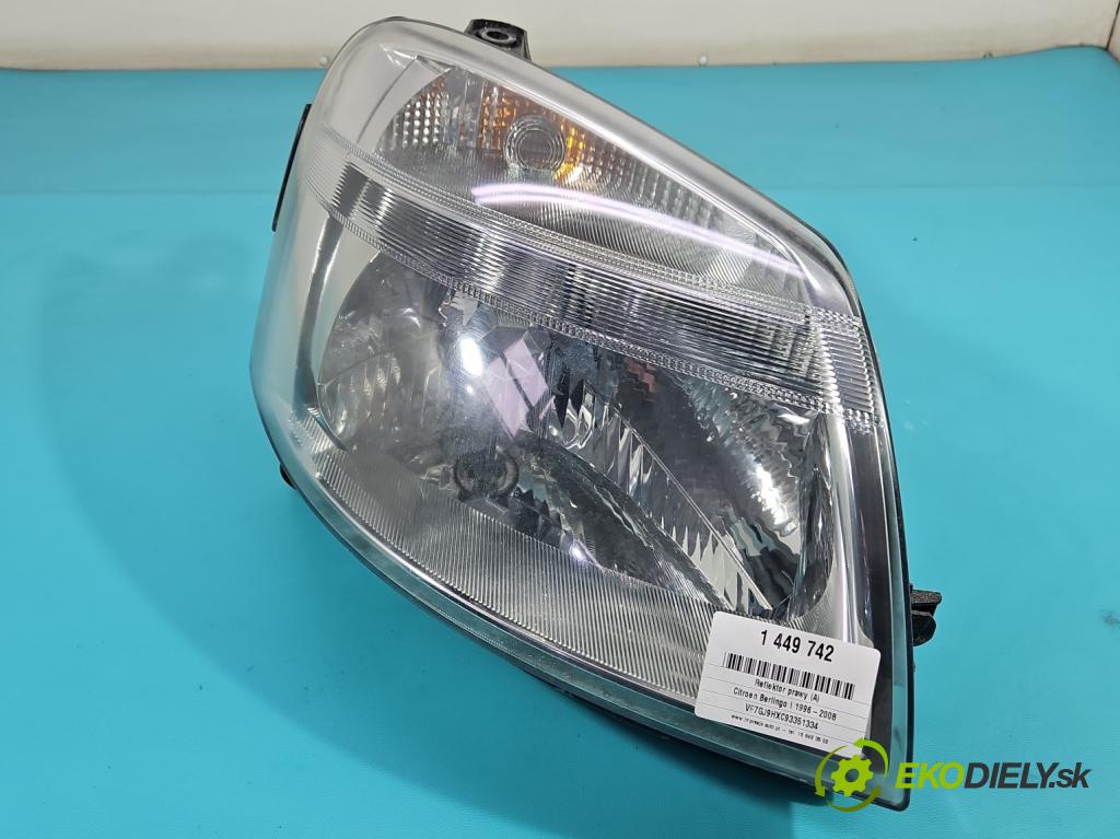 Citroen Berlingo I 1996-2008 1.6 hdi 90 HP manual 66 kW 1560 cm3 5- Reflektor: pravý  (Svetlo predné pravé)