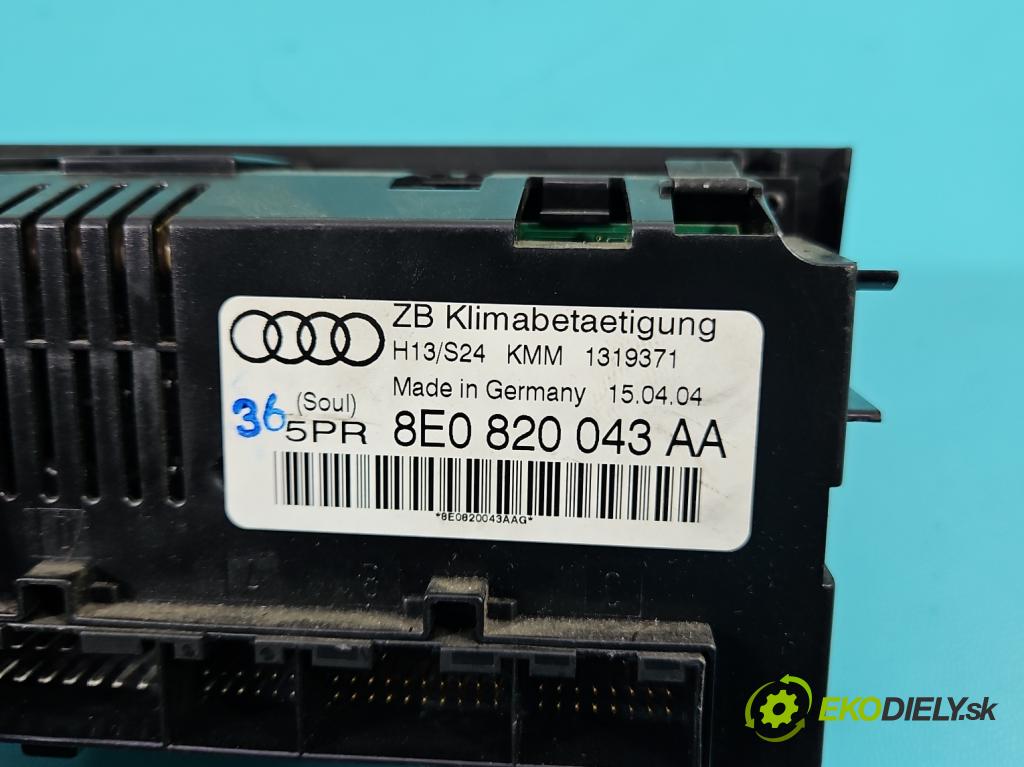 Audi A4 B6 2000-2004 2.0 FSI 150 HP manual 110 kW 1984 cm3 4- panel kúrenia 8E0820043AA