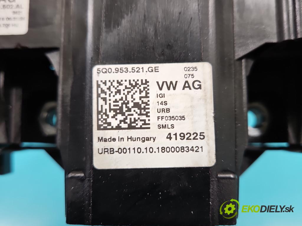 Skoda Karoq 2017- 1.5 TSI 150 HP automatic 110 kW 1498 cm3 5- prepínač komplex: 5Q0953502AL (Prepínacie páčky pod volantom)