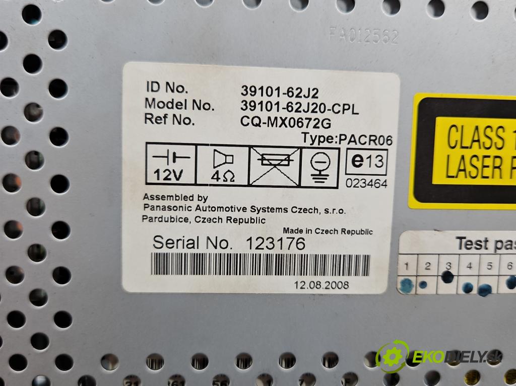 Suzuki Swift Mk6 2005-2010 1.6 16V 125 HP manual 92 kW 1586 cm3 3- Radio originál 39101-62J2