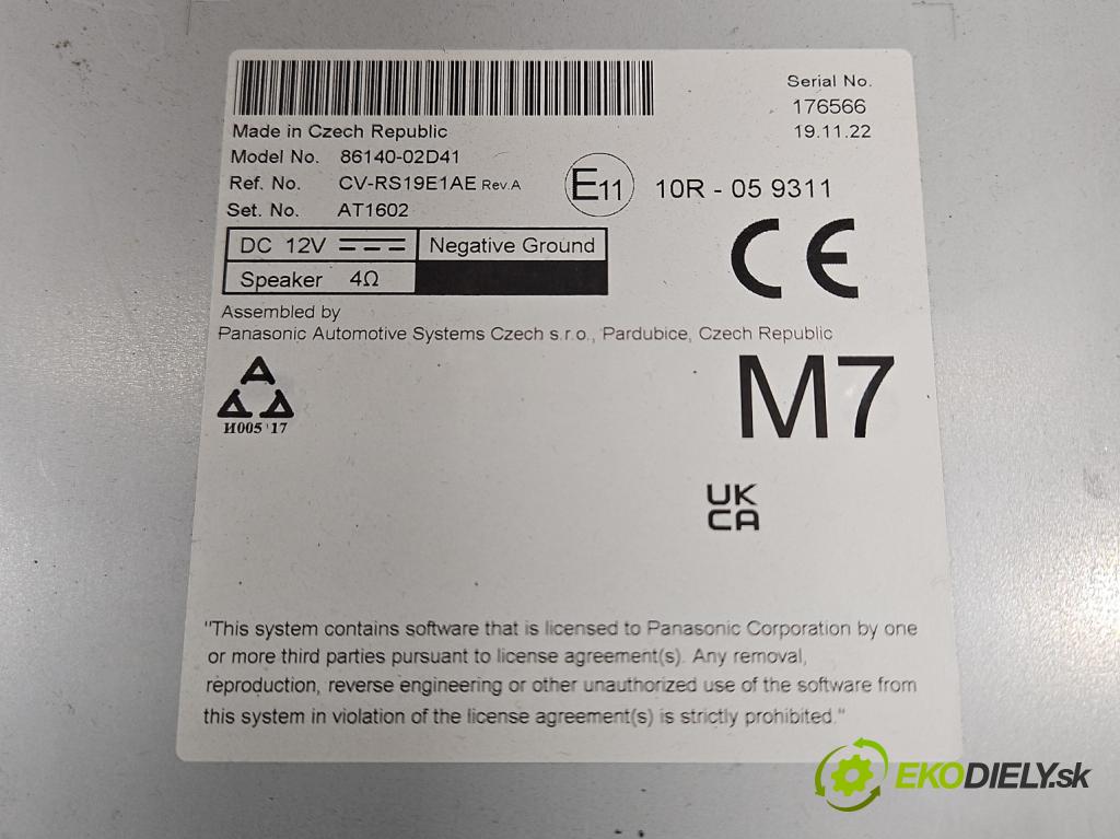 Toyota Corolla E21 2019- 1.8 16V 98 HP automatic 72 kW 1798 cm3 4- Radio originál 86140-02D41
