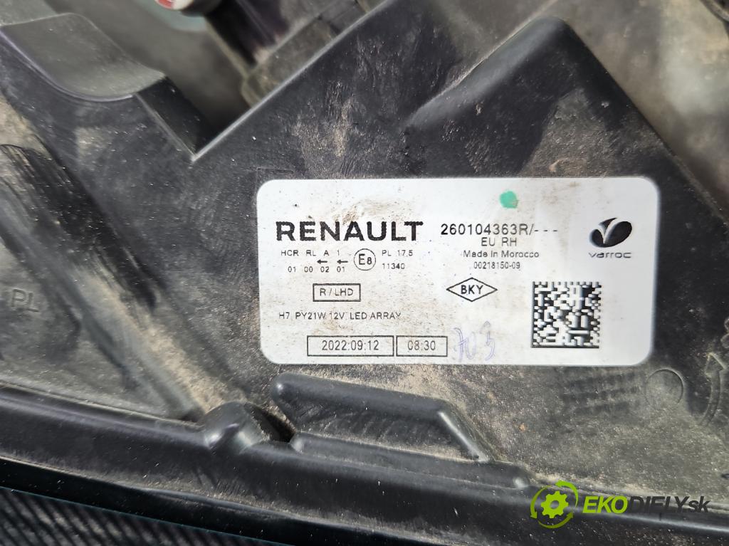 Dacia Sandero III 2020- 1.0 Tce 91 KM manual 67 kW 999 cm3 5- Reflektor: pravý 260104363R (Svetlo predné pravé)