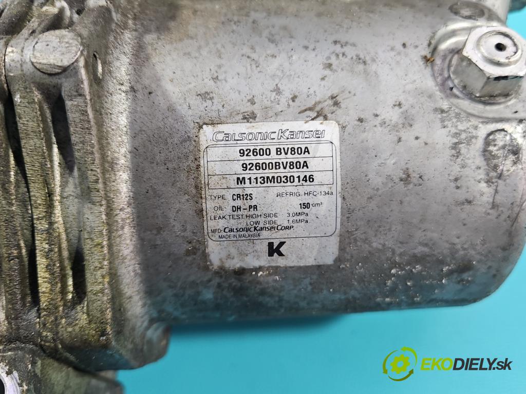 Nissan Juke I 2010-2019 1.2 T 116 HP manual 85 kW 1197 cm3 5- Kompresor: klimatizácie 92600-BV80A (Kompresor klimatizácie)