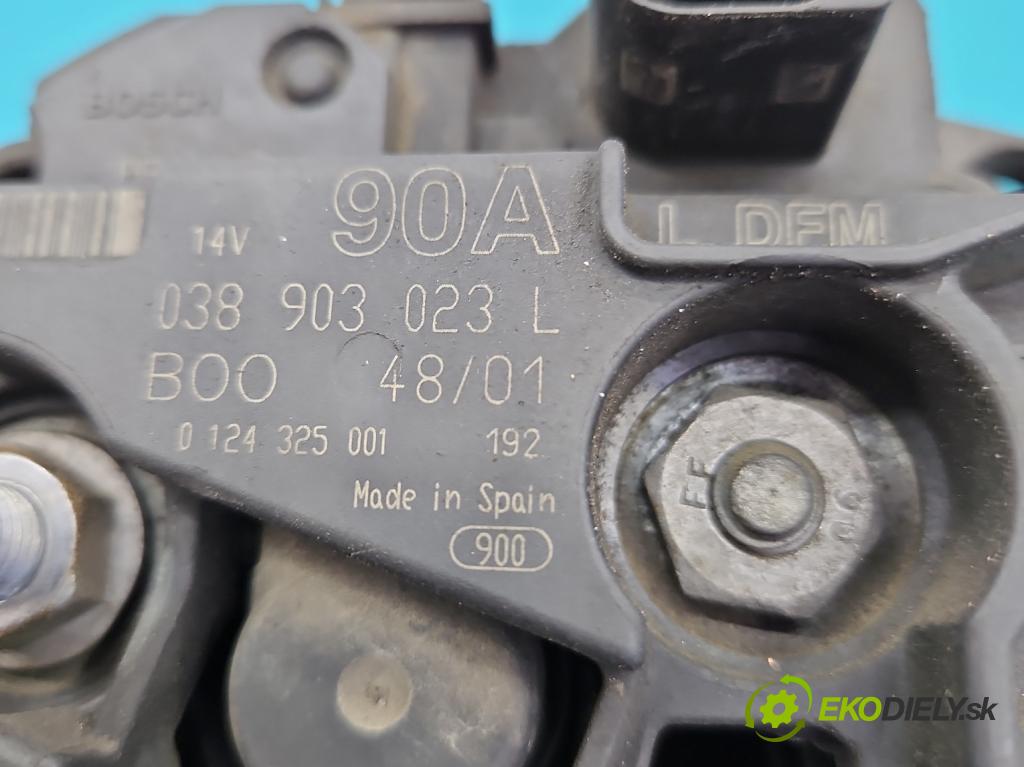 Seat Leon I 1999-2005 1.9 tdi 90 HP manual 66 kW 1896 cm3 5- Alternator 038903023L (Alternátor)