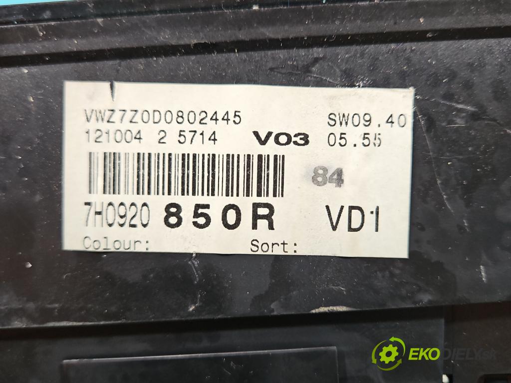 Vw Transporter T5 2003-2015 1.9 tdi 105 HP manual 77 kW 1896 cm3 5- prístrojovka/ budíky 7H0920850R (Prístrojová doska)
