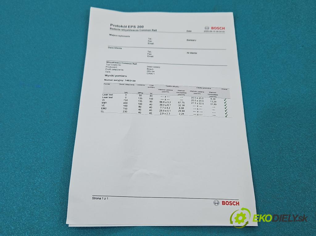 Fiat Ducato II 1994-2006 2.8 jtd 127hp manual 93,5 kW 2800 cm3 5- vstrek 0445120002 (Vstrekovač paliva)