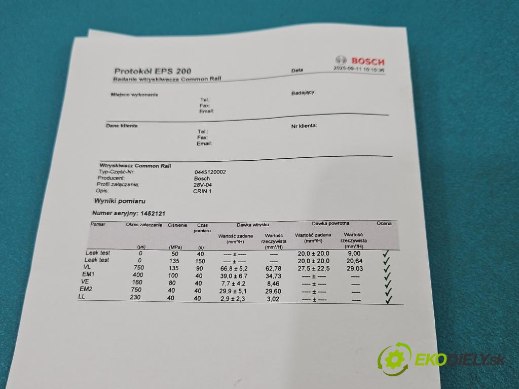 Fiat Ducato II 1994-2006 2.8 jtd 127hp manual 93,5 kW 2800 cm3 5- vstrek 0445120002 (Vstrekovač paliva)