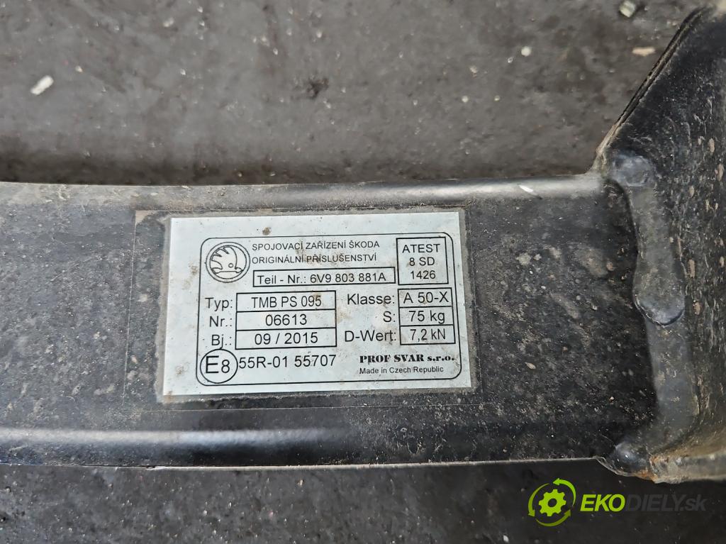 Skoda Fabia III 2014- 2021 1.4 tdi 90 HP manual 66 kW 1422 cm3 5- Hák: vlečení: 6V9803881A (Ťažné zariadenie)