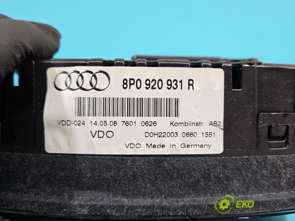 Audi A3 8P 2003-2012 1.4 TFSI 125 HP manual 92 kW 1390 cm3 5- prístrojovka/ budíky 8P0920931R (Prístrojová doska)
