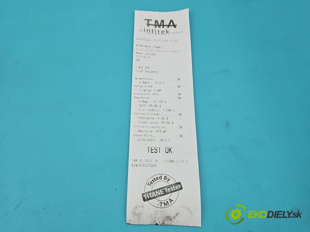 Fiat Seicento 1.1 54 hp manual 40 kW 1108 cm3 3- Alternator  (Alternátory)