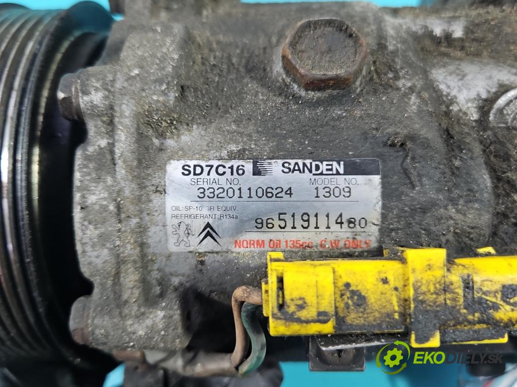 Citroen C4 Grand picasso I 2006-2013 1,8.0 16V 125 HP manual 92 kW 1749 cm3 5- Kompresor: klimatizácie 9651911480 (Kompresor klimatizácie)