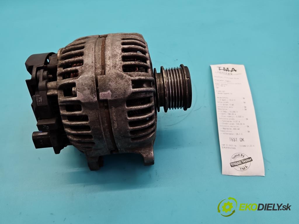 Skoda Superb II 2008-2015 2.0 tdi 170 HP automatic 125 kW 1968 cm3 5- Alternator 0124525187 (Alternátor)