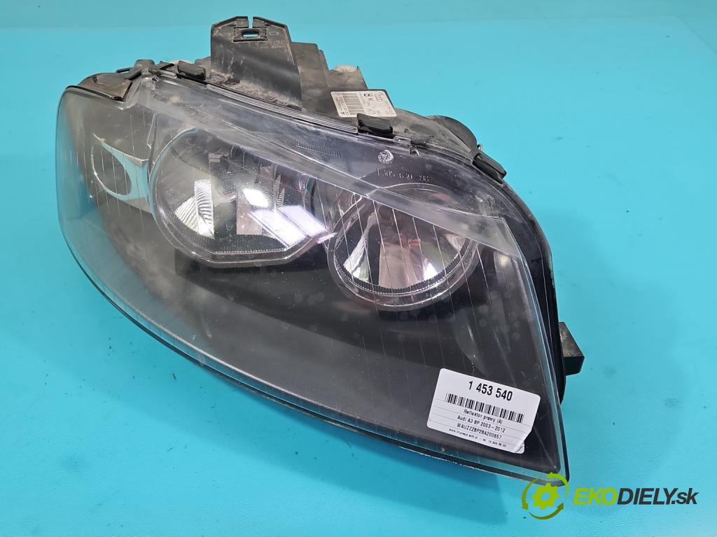 Audi A3 8P 2003-2012 1.4 TFSI 125 HP manual 92 kW 1390 cm3 5- Reflektor: pravý 8P0941004K (Svetlo predné pravé)