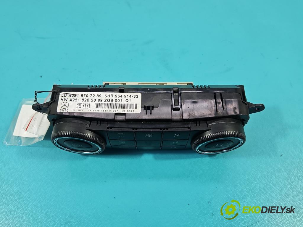 Mercedes ML W164 2005-2011 3.0 cdi (642940) 224hp automatic 165 kW 2987 cm3 5- panel kúrenia A2518707289