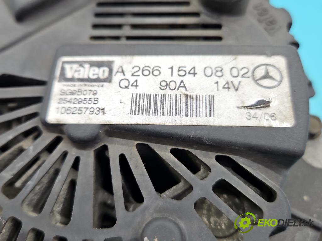 Mercedes A W169 2004-2012 1.5 95 HP manual 70 kW 1498 cm3 5- Alternator A2661540802 (Alternátor)