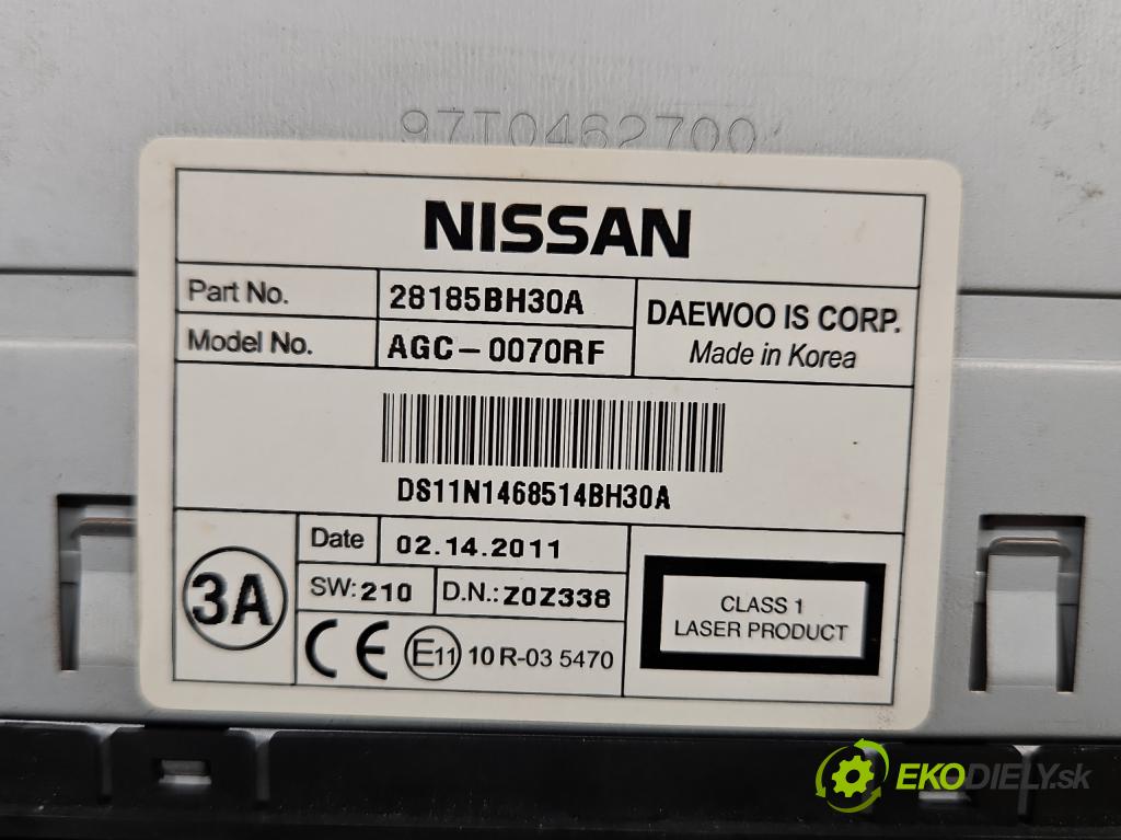 Nissan Qashqai I J10 2006-2013 2.0 16V 141 HP manual 104 kW 1997 cm3 5- Radio originál 28185BH30A