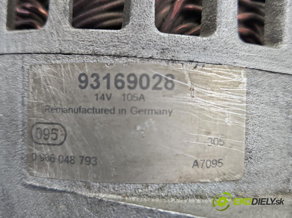 Opel Signum 1.9 cdti 150 HP manual 110 kW 1910 cm3 5- Alternator 93169028 (Alternátor)