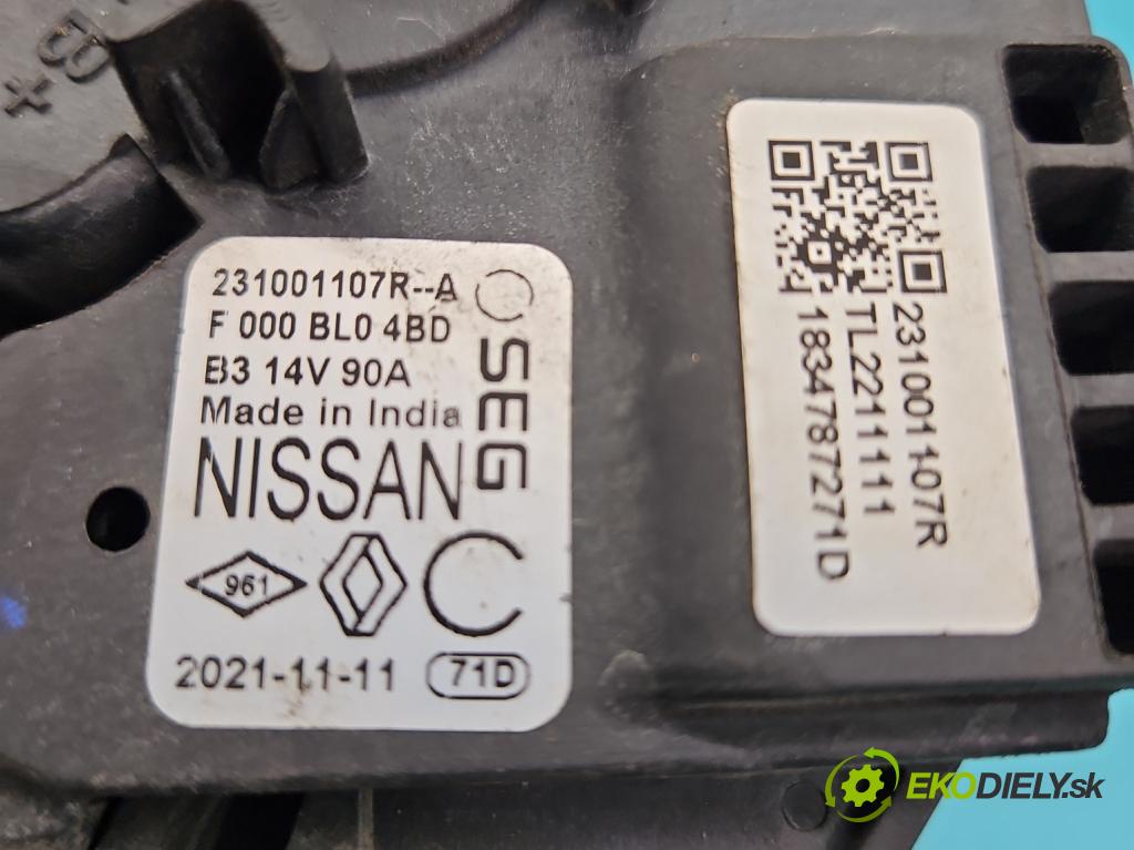 Renault Clio IV 2012-2020 1.1 16V 75 HP manual 55 kW 1149 cm3 5- Alternator 231001107R (Alternátor)