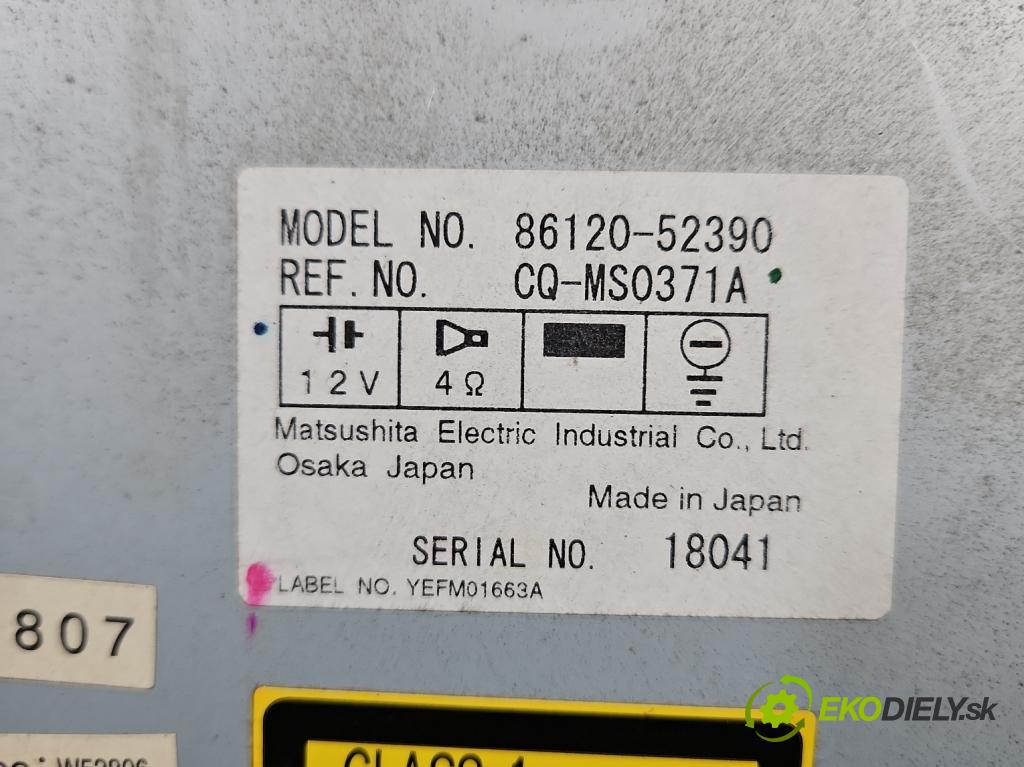 Toyota Yaris I 1999-2005 1.4 D4D 75 HP manual 55 kW 1364 cm3 5- Radio originál 86120-52390