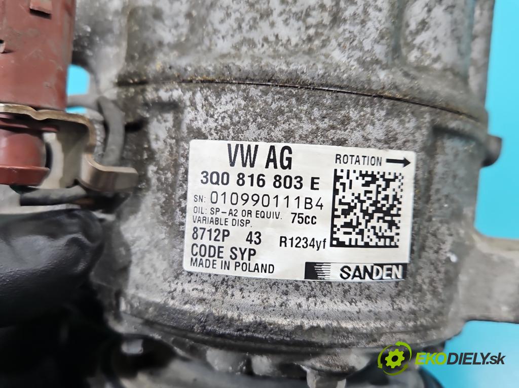 Seat Ibiza V KJ 2017- 1.0 TSI 95 HP manual 70 kW 999 cm3 5- Kompresor: klimatizácie 3Q0816803E (Kompresor klimatizácie)