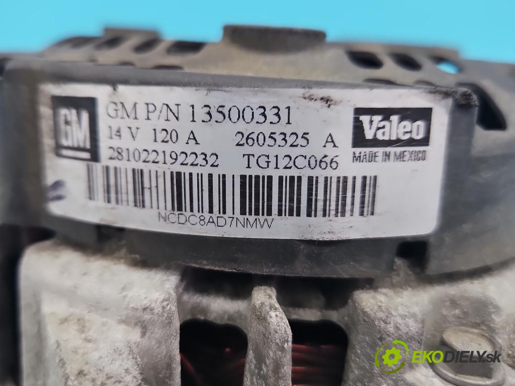 Opel Insignia A 2008-2017 2.0 T 220KM manual 162 kW 1998 cm3 4- Alternator 13500331 (Alternátory)