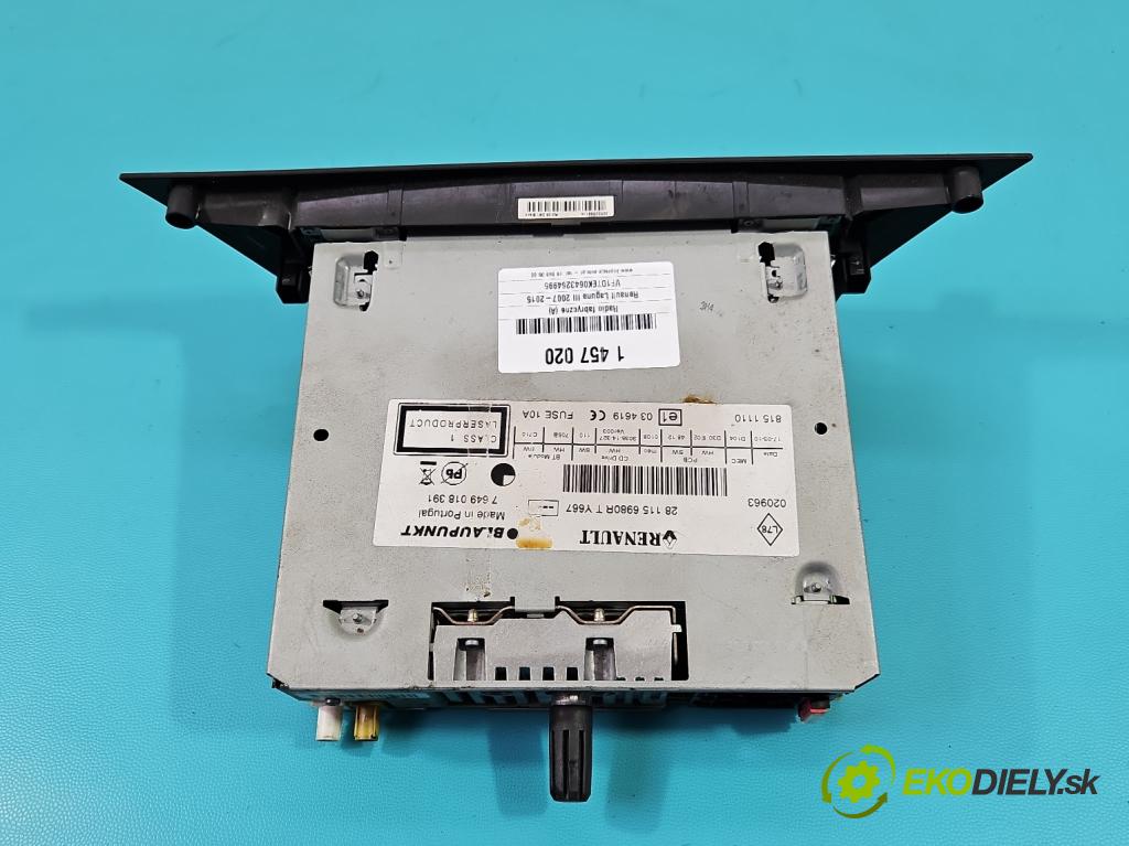 Renault Laguna III 2007-2015 2.0 dci 150 HP manual 110 kW 1995 cm3 2- Radio originál 7649018391