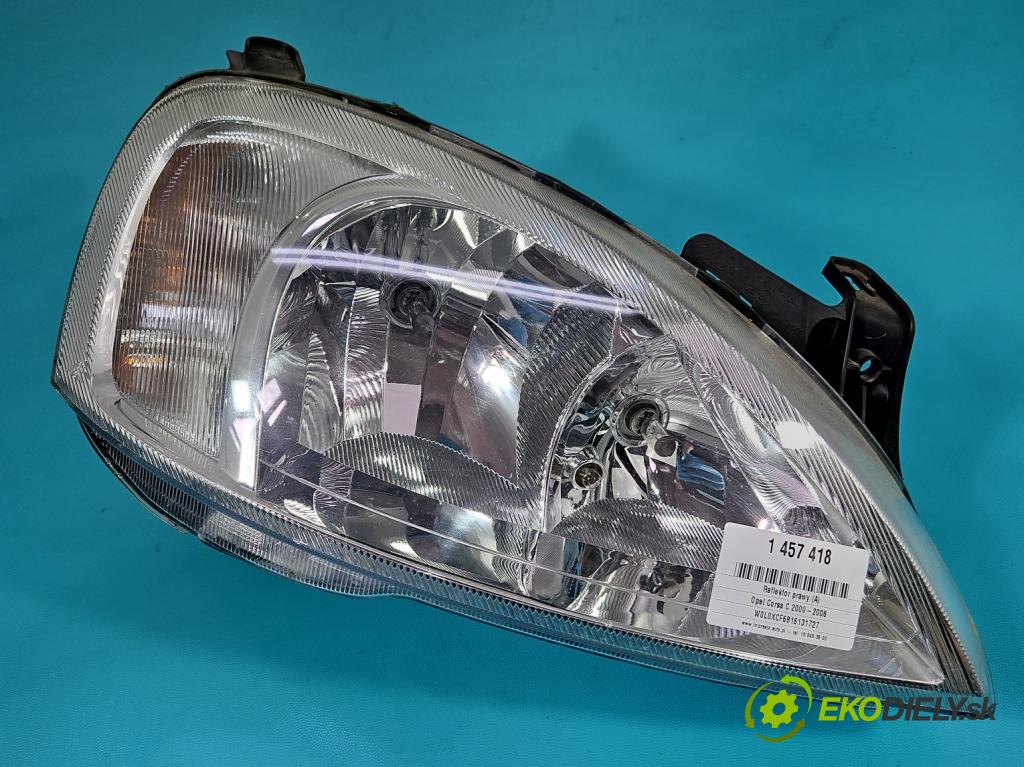 Opel Corsa C 2000-2006 1.2 16V 75 HP manual 55 kW 1199 cm3 5- Reflektor: pravý 0301172204 (Svetlo predné pravé)