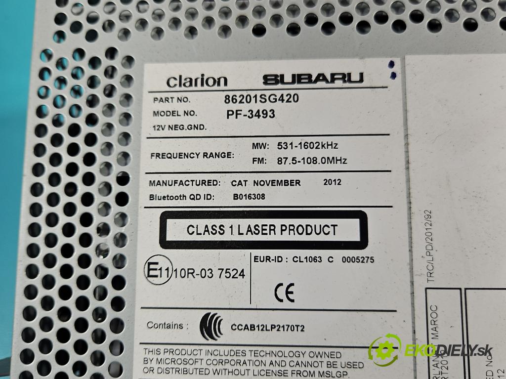 Subaru Forester IV SJ 2012-2018 2.0 BOXER 147 HP manual 108 kW 1999 cm3 5- Radio originál 86201SG420