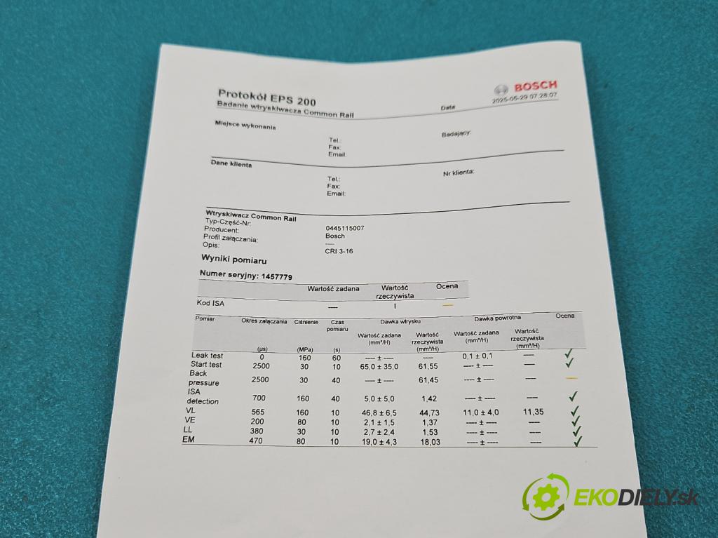 Renault Laguna III 2007-2015 2.0 dci 150 HP manual 110 kW 1995 cm3 2- vstrek 0445115007 (Vstrekovač paliva)