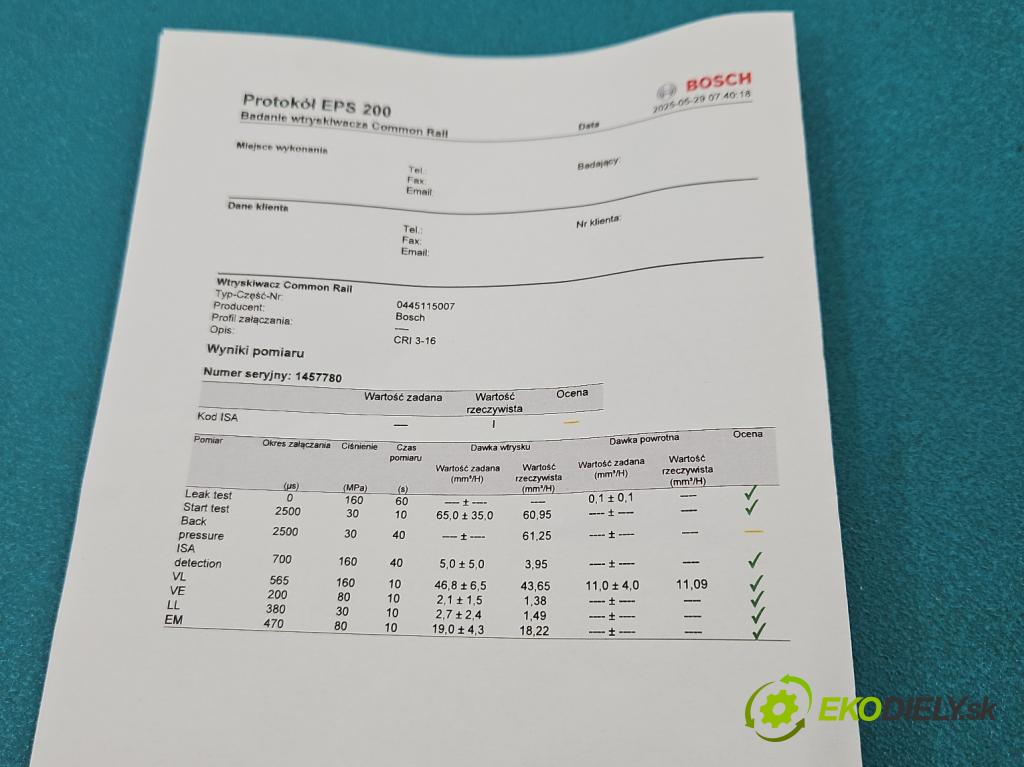 Renault Laguna III 2007-2015 2.0 dci 150 hp manual 110 kW 1995 cm3 2- vstřikovač 0445115007 (Vstřikovače)