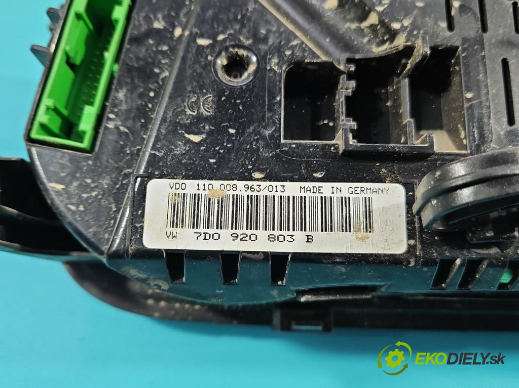 Vw Transporter T4 1990-2003 2.5 tdi 102 HP manual 75 kW 2461 cm3 5- prístrojovka/ budíky 7D0920803B (Prístrojová doska)