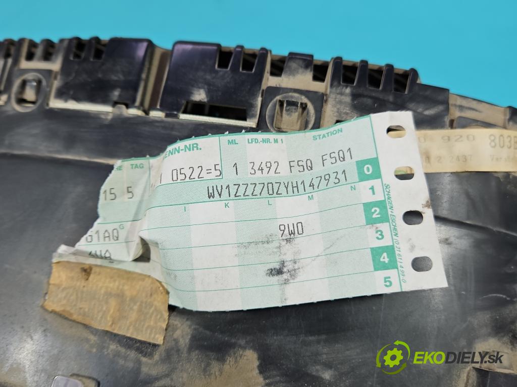 Vw Transporter T4 1990-2003 2.5 tdi 102 HP manual 75 kW 2461 cm3 5- prístrojovka/ budíky 7D0920803B (Prístrojová doska)