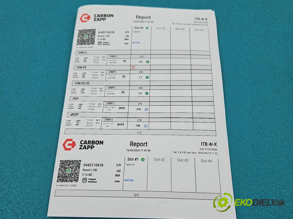 Fiat Ducato IV 2014- 2.3 jtd 177 HP manual 130 kW 2287 cm3 5- vstrek 0445110418 (Vstrekovač paliva)