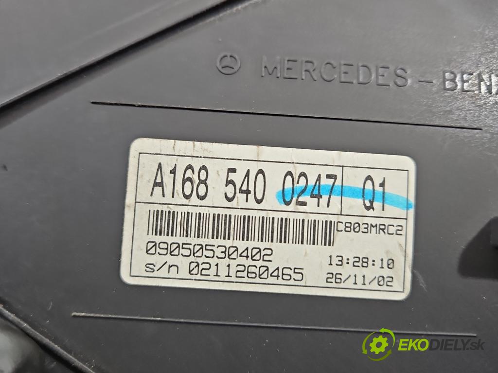 Mercedes A W168 1997-2004 1.6 102 HP manual 75 kW 1598 cm3 5- prístrojovka/ budíky A1685400247 (Prístrojová doska)