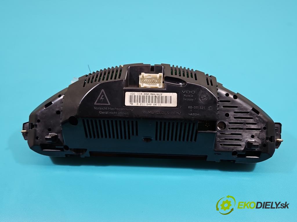 Mercedes E W211 2002-2009 2,2.0 cdi 150 HP manual 110 kW 2148 cm3 4- prístrojovka/ budíky A2115400411 (Prístrojová doska)