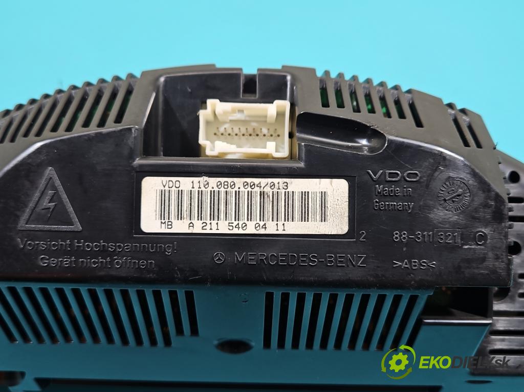 Mercedes E W211 2002-2009 2,2.0 cdi 150 HP manual 110 kW 2148 cm3 4- prístrojovka/ budíky A2115400411 (Prístrojová doska)