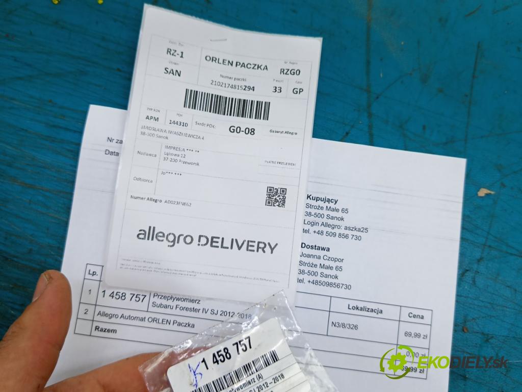 Subaru Forester IV SJ 2012-2018 2.0 D BOXER EE20 147 hp manual 108 kW 1999 cm3 5- váha vzduchu 22680AA380 (Snímač hmotnosti vzduchu)