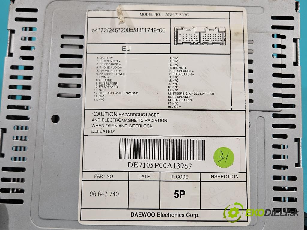 Chevrolet Captiva 2.0 VCDI 150 HP automatic 110 kW 1991 cm3 5- Radio originál 96647740