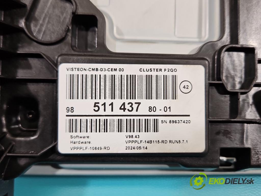 Opel Mokka B 2020 - 1.2 T 131 HP automatic 96 kW 1199 cm3 5- prístrojovka/ budíky 9851143780 (Prístrojová doska)