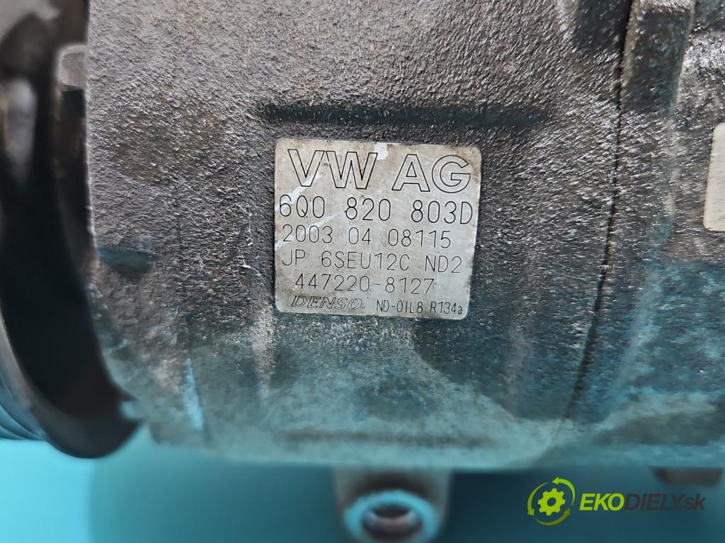 Seat Cordoba II 6L 2002-2008 1.4 16V 101 HP manual 74 kW 1390 cm3 4- Kompresor: klimatizácie 6Q0820803D (Kompresor klimatizácie)