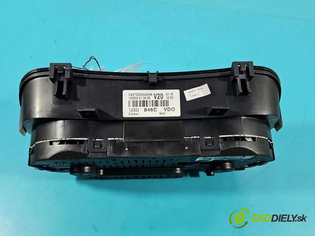 Vw Golf IV 1997-2003 1.9 tdi 101 HP manual 74 kW 1896 cm3 5- prístrojovka/ budíky 1J0920846C (Prístrojová doska)