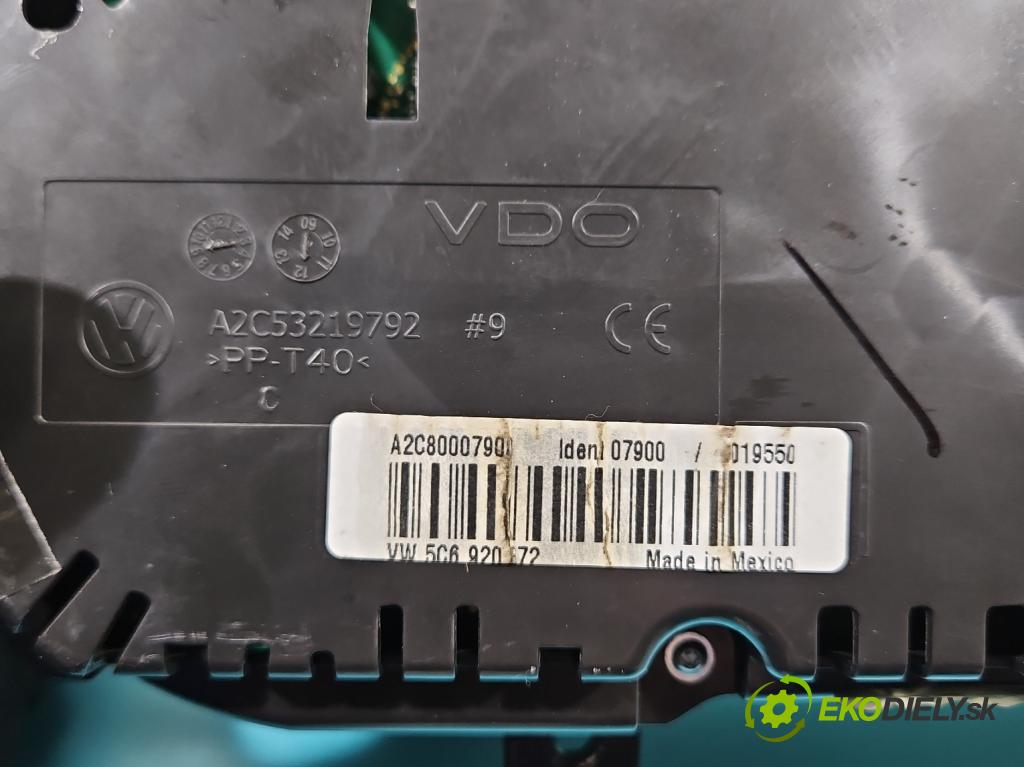 Vw Jetta VI 2010-2018 1.4 TSI 122 HP automatic 90 kW 1390 cm3 4- prístrojovka/ budíky 5C6920872 (Prístrojová doska)