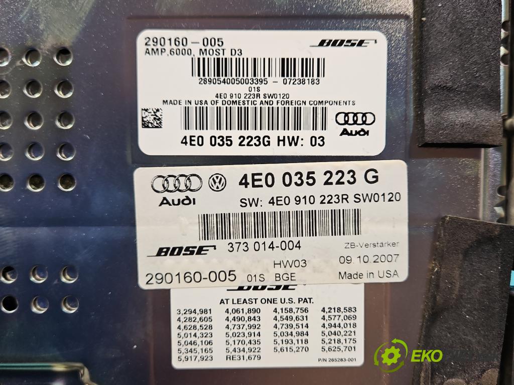 Audi A8 D3 2002-2009 3.0 tdi 211KM automatic 155 kW 2967 cm3 4- Zesilovač: 4E0035223G (Zosilňovač)