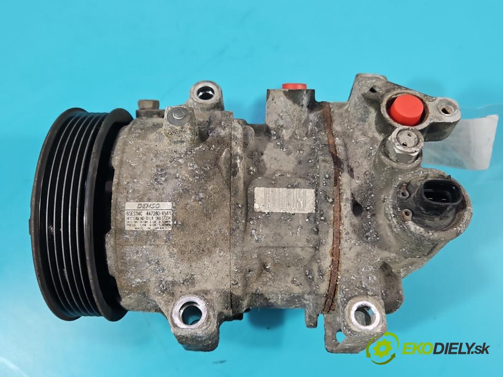 Toyota Auris II 2012-2018 1.6 16V 132  HP manual 97 kW 1598 cm3 5- Kompresor: klimatizácie 447280-6581 (Kompresor klimatizácie)